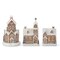 Set of 3 Resin Gingerbread LED Houses with Timer – Lighted Christmas Village Decor